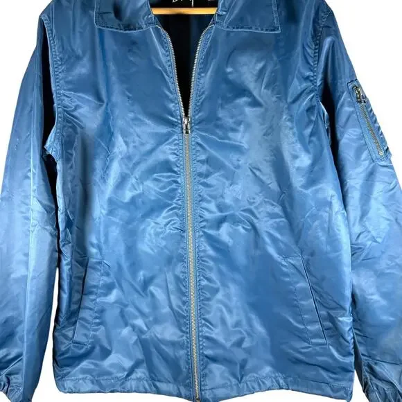 Stussy Blue Satin Full Zip Coaches Jacket Men’s M - Designer Streetwear Skater - Picture 10 of 14